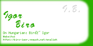 igor biro business card